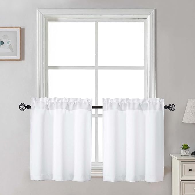 Gwine 24 Inch Length Kitchen Curtains Sets, Light Filtering Half Window Short by Gwine