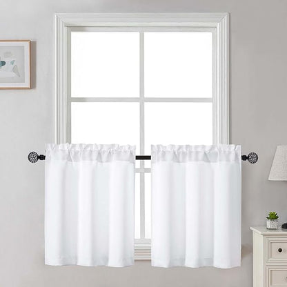 Gwine 24 Inch Length Kitchen Curtains Sets, Light Filtering Half Window Short by Gwine