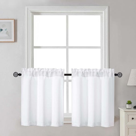 Gwine 24 Inch Length Kitchen Curtains Sets, Light Filtering Half Window Short by Gwine