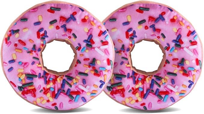 HYSEAS Round Throw Pillow 14 Inch Pink Donut, 3D Digital Print Decorative by HYSEAS
