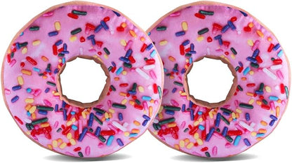 HYSEAS Round Throw Pillow 14 Inch Pink Donut, 3D Digital Print Decorative by HYSEAS