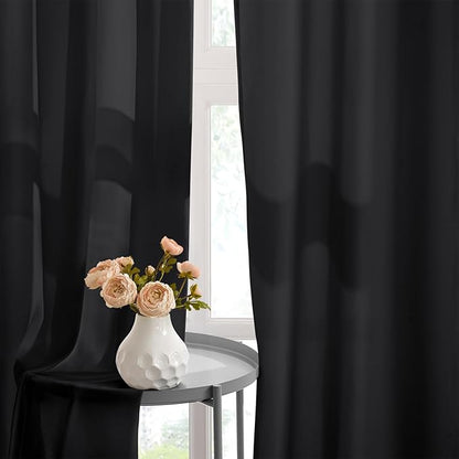 HOMEIDEAS Halloween Non-See-Through Black Privacy Semi Sheer Curtains 63 Inches - Image 6