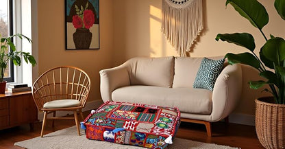 CRAFT KALA Indian Square Patchwork Traditional Pouf Cover Indian Living Room - Image 7