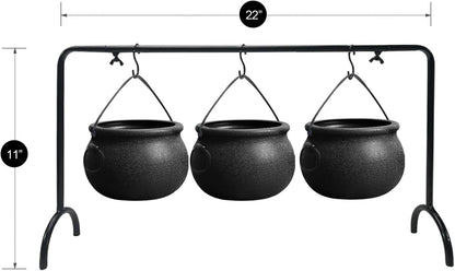 Halloween Decorations Indoor, 3 Pack Witches Cauldron Serving Bowls on Rack