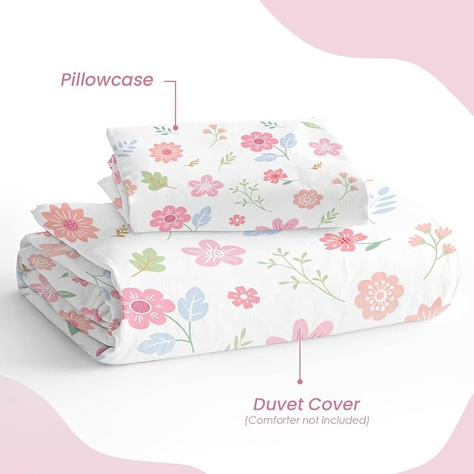 SANDJEST Floral Duvet Cover Sets Twin Size - Image 4