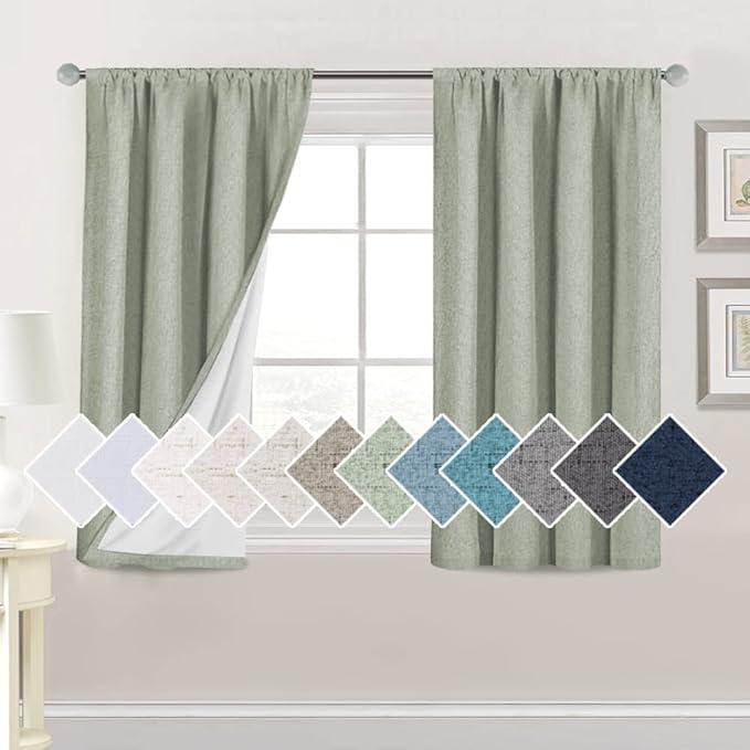 H.VERSAILTEX Linen Look 100% Blackout Curtains 45 Inches Long by HVERSAILTEX