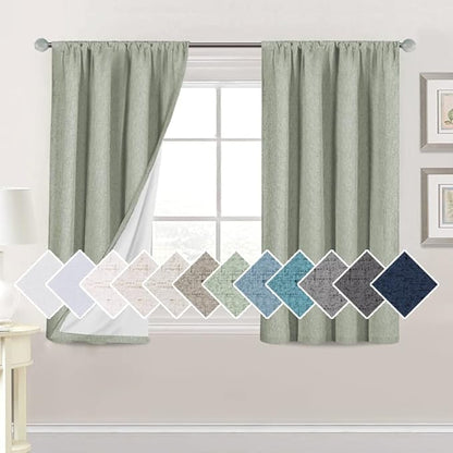 H.VERSAILTEX Linen Look 100% Blackout Curtains 45 Inches Long by HVERSAILTEX