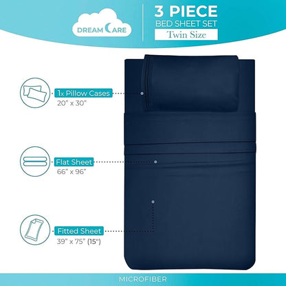 DREAMCARE Twin XL Sheet Sets – 3pcs Cooling Sheets – up to 15” Deep Pocket Twin - Image 4