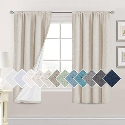 H.VERSAILTEX Linen Look 100% Blackout Curtains 63 Inches Long by HVERSAILTEX