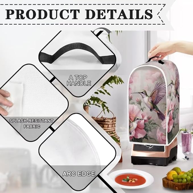 Hummingbird Floral Blender Dust Cover Appliance Covers - Image 4