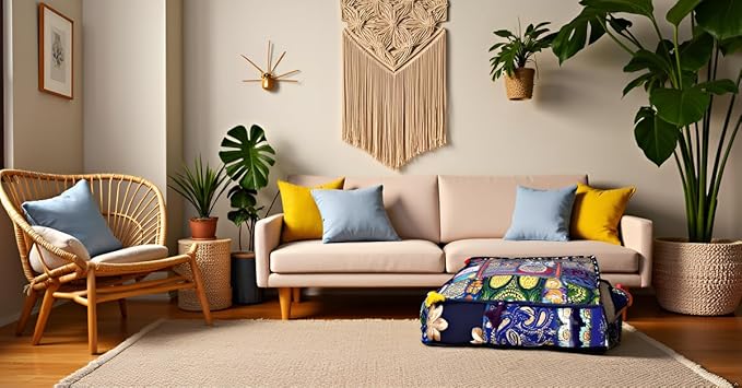 CRAFT KALA Indian Square Patchwork Traditional Pouf Cover Indian Living Room - Image 4