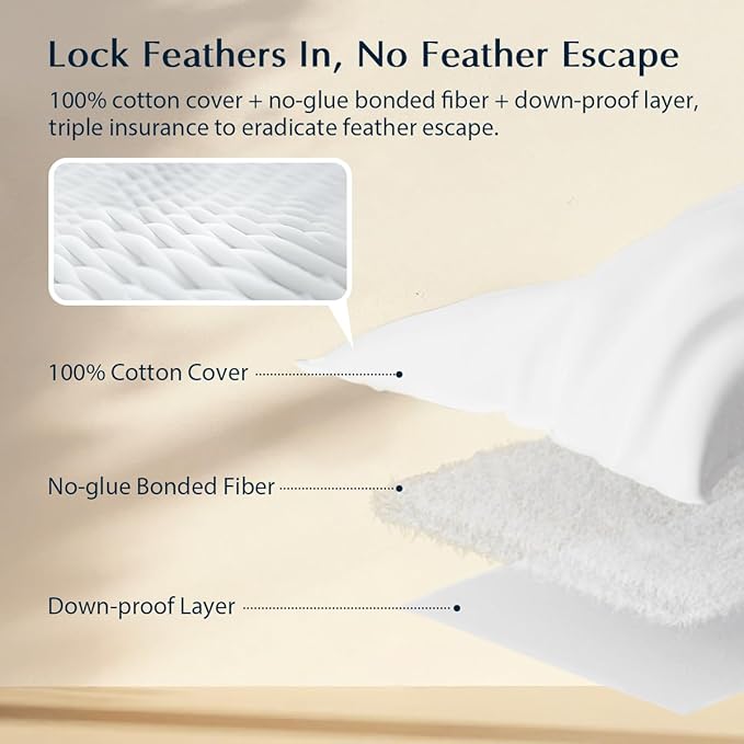 Pacific Coast Pillows Queen Size Set of 2, Goose Feather Down Pillow - Image 2