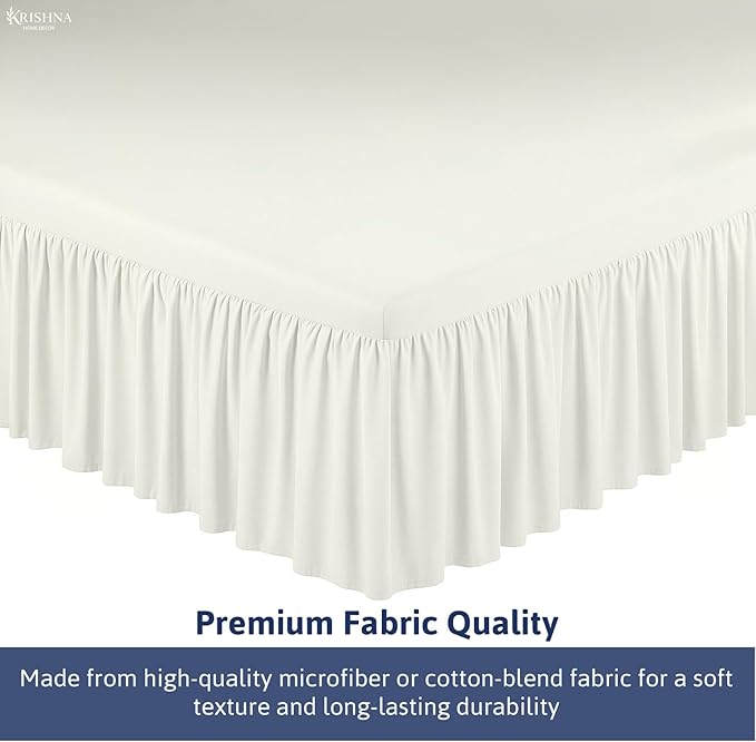 KRISHNA Ruffled Bed Skirt with Split Corners Queen, 100% Microfiber Hotel - Image 6