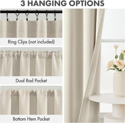miulee cream beige room darkening bedroom curtains 63 shown in use