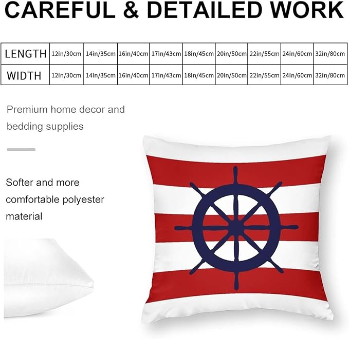 Myshe Square Steering Wheel On Red Stripes Throw Pillow Cover Decorative - Image 2
