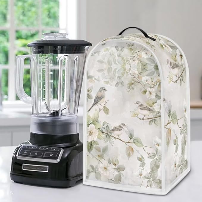Hummingbird Floral White Blender Dust Cover, Anti Fingerprint Polyester Stand - Image 5