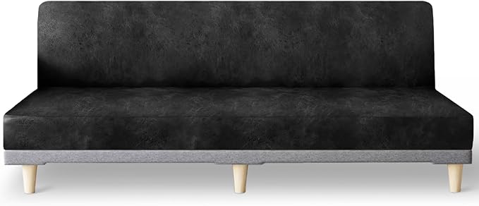 molasofa Leather Like Stretch Futon Slipcover Armless Futon Bed Sofa Cover by Molasofa
