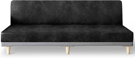 molasofa Leather Like Stretch Futon Slipcover Armless Futon Bed Sofa Cover by Molasofa