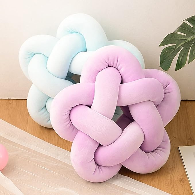 Knot Plush Throw Pillow Handmade Knotted Star Pillow Soft Sofa Lumbar Cushion - Image 7