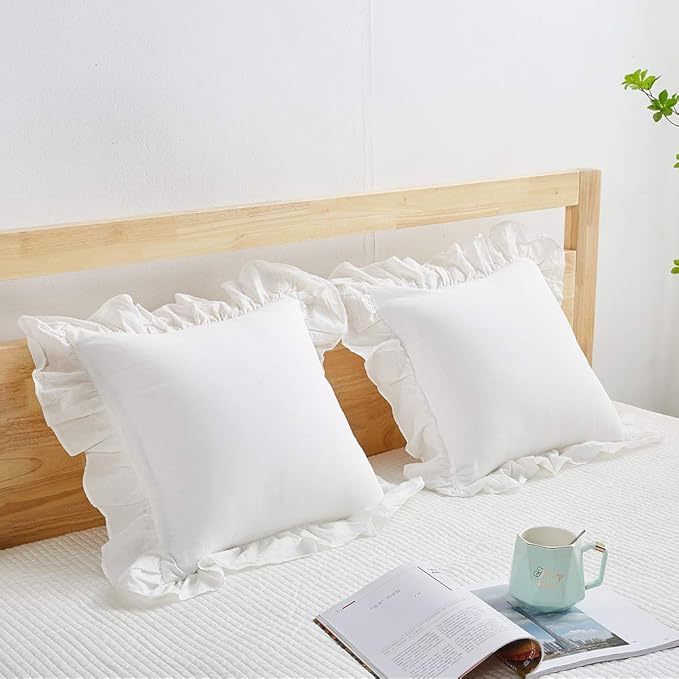 White Ruffle Decorative Throw Pillow Covers - Image 3