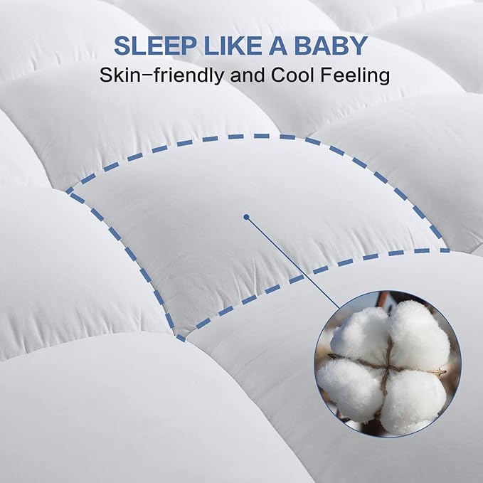 COHOME Queen Size Mattress Topper Extra Thick Cooling Mattress Pad 400TC Cotton - Image 3