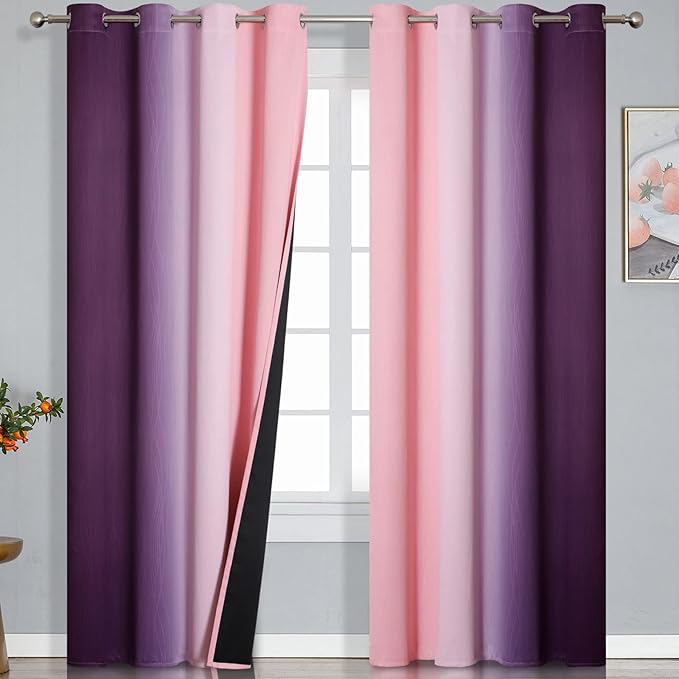 Estelar Textiler Pink and Purple Blackout Curtains by ESTELARTEXTILER