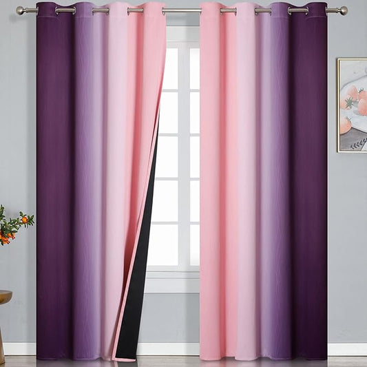 Estelar Textiler Pink and Purple Blackout Curtains by ESTELARTEXTILER