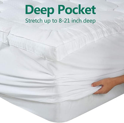 COHOME Mattress Topper Cal King 1300 GSM Extra Thick Cooling Mattress Pad 400TC - Image 4