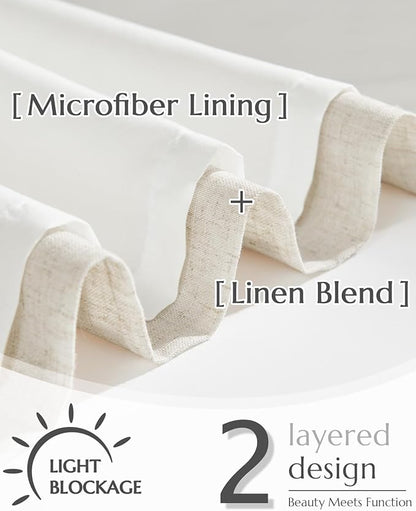 jinchan Natural Linen Kitchen Curtains 24 Inch Rustic Tier Curtains Farmhouse - Image 6