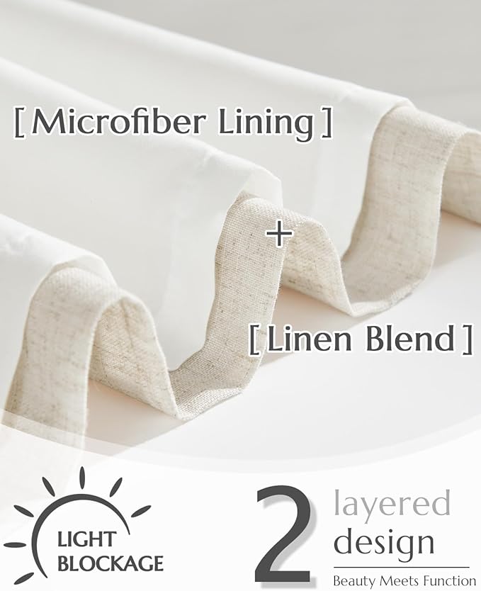 jinchan Natural Linen Kitchen Curtains 45 Inch Rustic Tier Curtains Farmhouse - Image 6