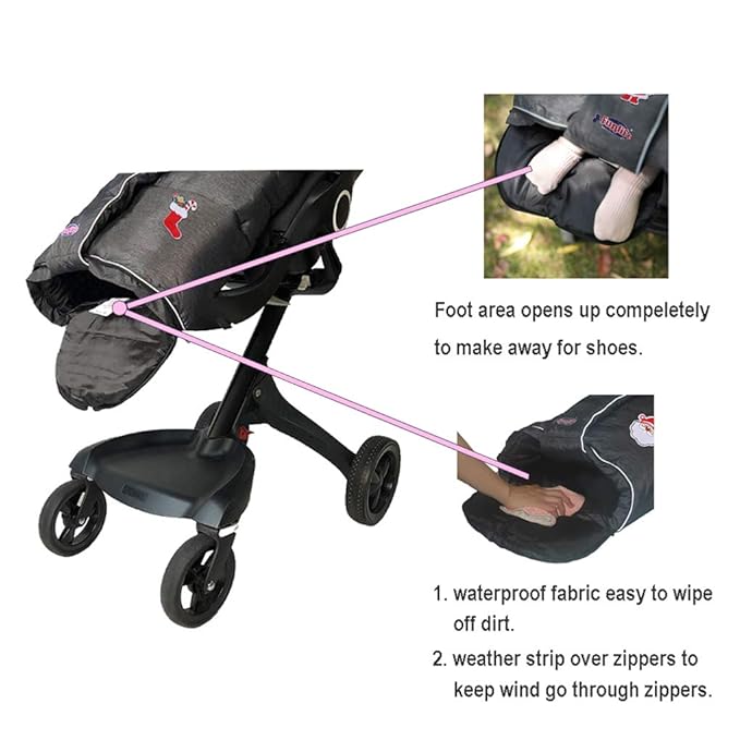 Christmas Uniuqe Waterproof Winter Stroller Bunting Bag Todder, Width Adjustable - Image 4