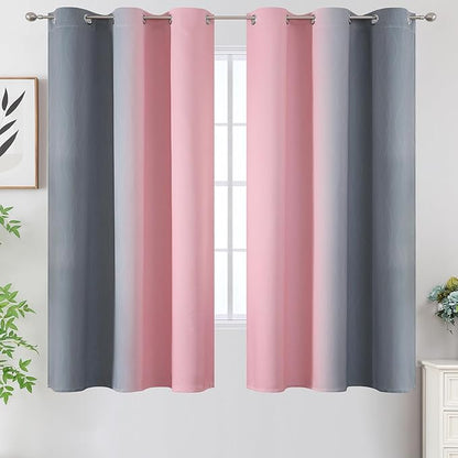 Estelar Textiler Ombre Gray and Pink Blackout Curtains 63 Inch Length 2 Panels - Image 2