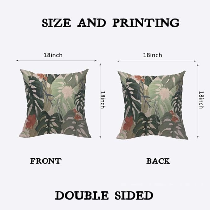 TKS MITLAN Hibiscus Flowers Pillow Covers 18 x 18 Inch Tropical Plants - Image 2