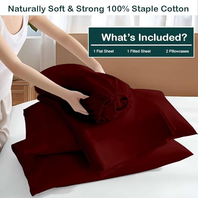 NON Sticky cotton Full Size Sleeper Sofa Sheets, 4 Piece Egyptian Cotton Bed - Image 3