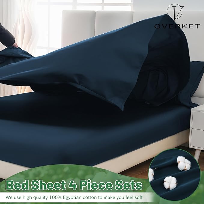 Egyptian Cotton Sheets Full Size 4PCS 1000 Thread Count Sateen Weave Soft - Image 3