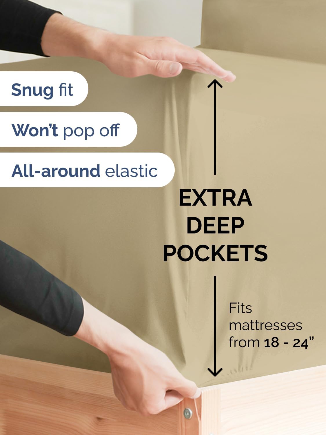 cgk extra deep twin sheet set - 4pc, close-up detail