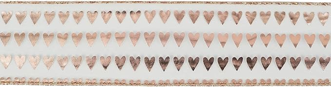 MEEDEE 2.5 Inch Rose Gold Heart Wired Ribbon 25 Yards Pink Sheer Ribbons - Image 8