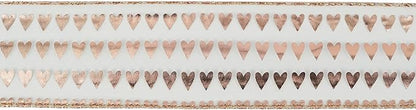 MEEDEE 2.5 Inch Rose Gold Heart Wired Ribbon 25 Yards Pink Sheer Ribbons - Image 8