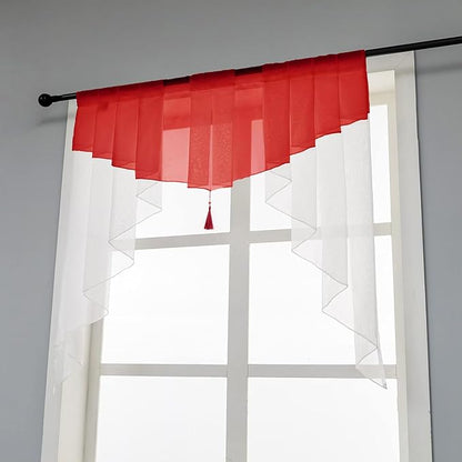 Swag Sheer Valance Curtains for Living Room Kitchen, Voile Tassel Rod Pocket - Image 3