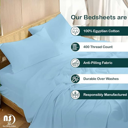 NON Sticky cotton Twin Size Sleeper Sofa Sheets, 4 Piece Egyptian Cotton Bed - Image 2
