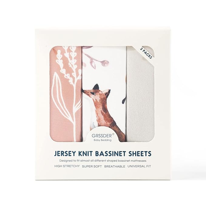 GRSSDER Stretchy Ultra Soft Fitted Bassinet Sheet Set 3 Pack, Universal Fit - Image 4