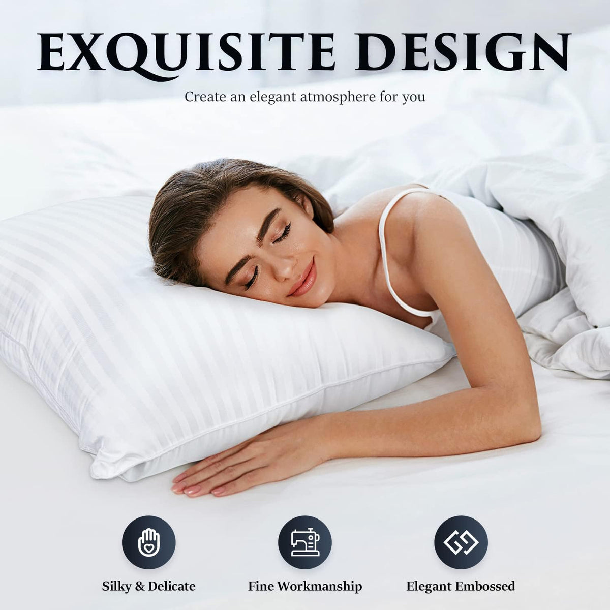 cozsinoor bed pillows for sleeping queen size set showing dimensions