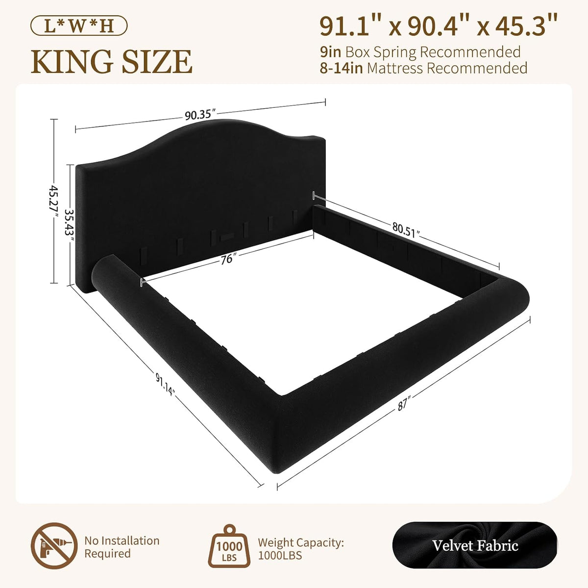 king size cloud bed frame, soft foam bed shown in use