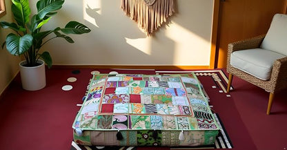 CRAFT KALA Indian Square Patchwork Traditional Pouf Cover Indian Living Room - Image 2