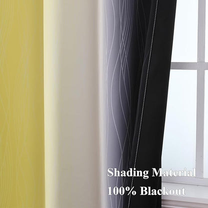 Estelar Textiler Black and Yellow Ombre Blackout Curtains - Image 5