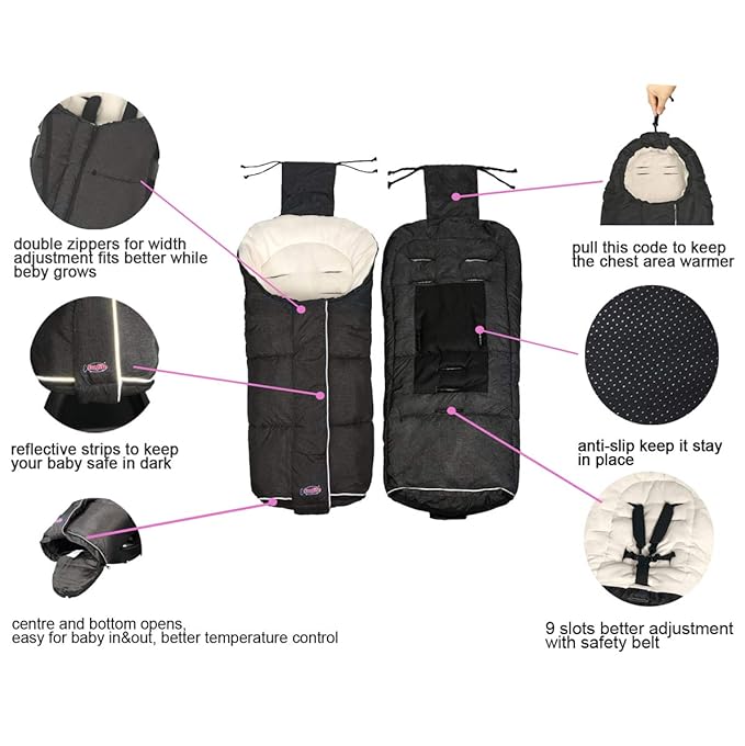 funlife Width Adjustable Universal Stroller Footmuff Designed - Image 5