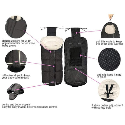 funlife Width Adjustable Universal Stroller Footmuff Designed - Image 5