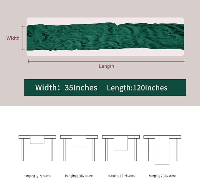 BALCONY & FALCON 2 Pack Emerald Green Cheesecloth Table Runner 10FT 120 Inch - Image 3