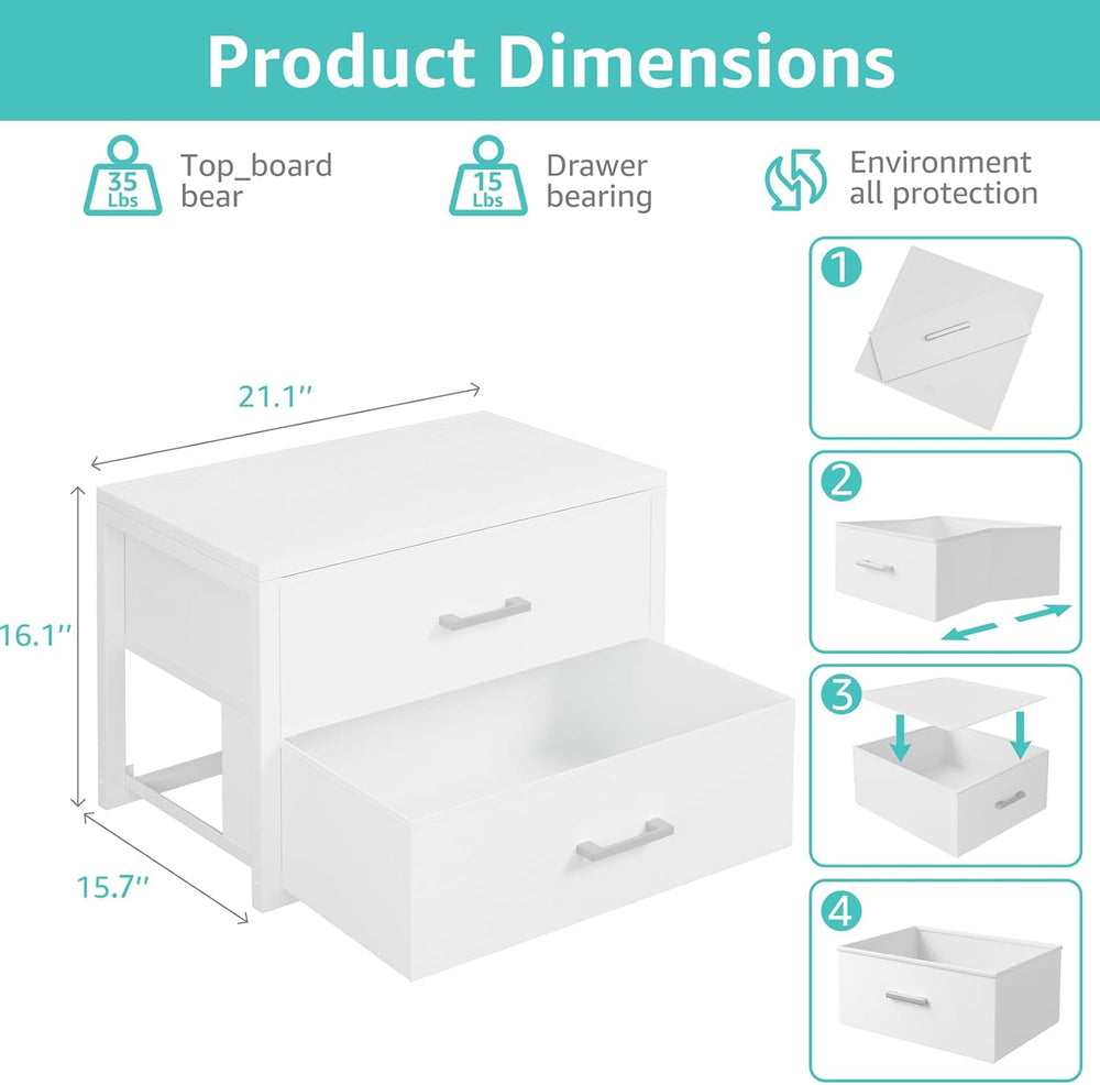 BOLUO Stackable Storage Drawers Closet Organizers and Storage Bins Fabric Whi...