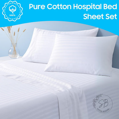 3 piece hospital bed sheet set, 100% egyptian shown in use